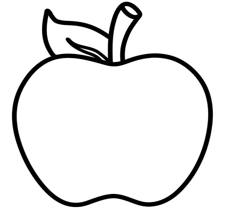 Beautiful apple drawing with leaf